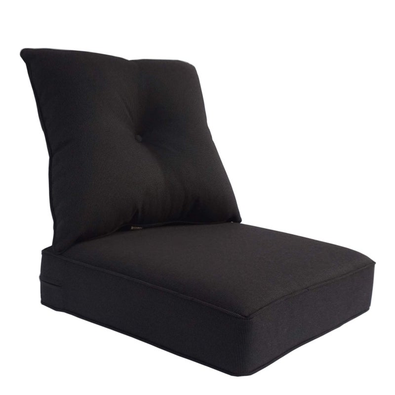 BOSSIMA Indoor Outdoor Deep Seat Chair Cushion, Fade Resistant, 24 inches Replacement Foam Seat Cushions, (Olefin Black) - Image 1